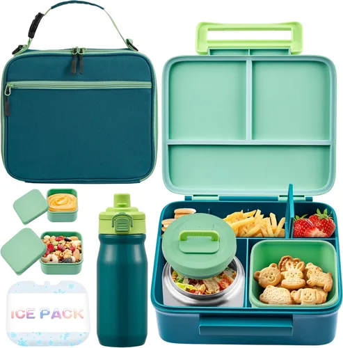 Miniatura 14 de Lonchera Bento para niños con termo, a prueba de fugas, con tarro de comida aislado de 8 onzas, bolsa de almuerzo, sin BPA, apta para lavavajillas