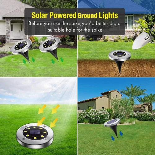 Miniatura 9 de Aogist Luces solares de suelo, luces LED de disco de jardín, iluminación de paisaje al aire libre para césped, patio, camino, terraza, pasarela