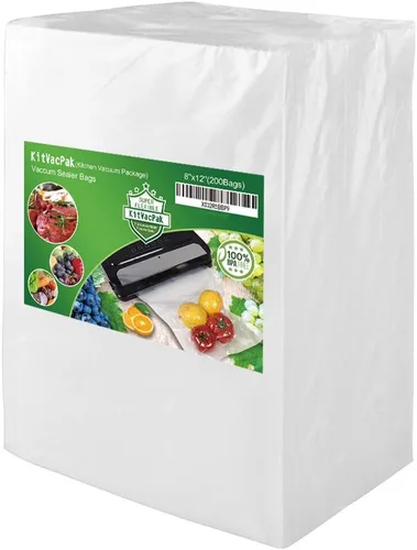 Bolsas selladoras de alimentos al vacío de 200 cuartos de galón de 8 x 12 pulgadas sin BPA y resistentes, bolsas de sellado al vacío de grado