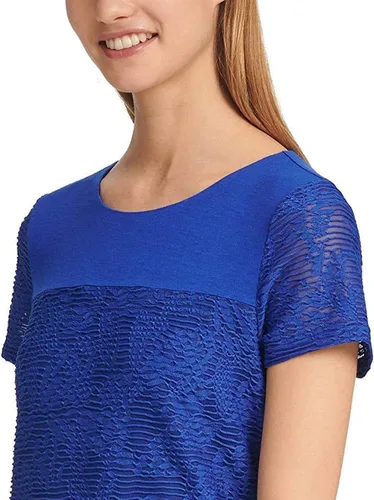 Miniatura 4 de Calvin Klein Camiseta de manga corta de malla superpuesta de doble capa para mujer
