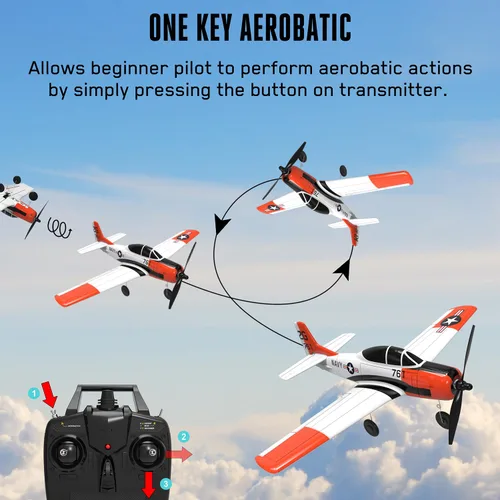 Miniatura 4 de Volantexrc - Avión RC de 2.4 GHz, control remoto de 4 canales, con avión Aileron T28 Trojan Parkflyer RC, listo para volar con sistema