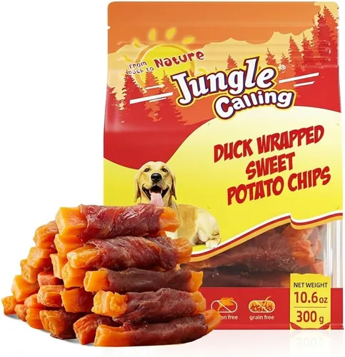 Miniatura 13 de Jungle Calling Golosinas para perros, batata envuelta en pollo sin piel, sin gluten y granos, mordeduras masticables para una nutrición equilibrada