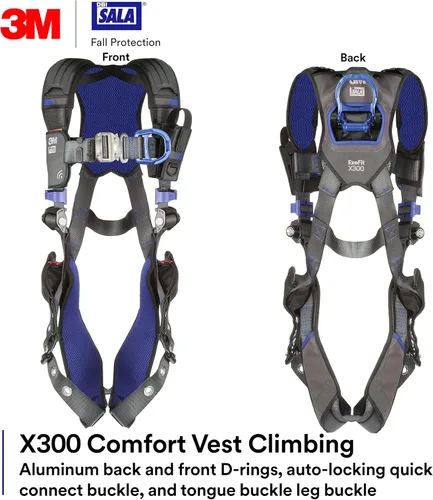 Miniatura 2 de 3M 1140137 DBI-SALA ExoFit X300 - Arnés de escalada cómodo, protección contra caídas, OSHA, ANSI, industria general, anillo en D trasero y delantero