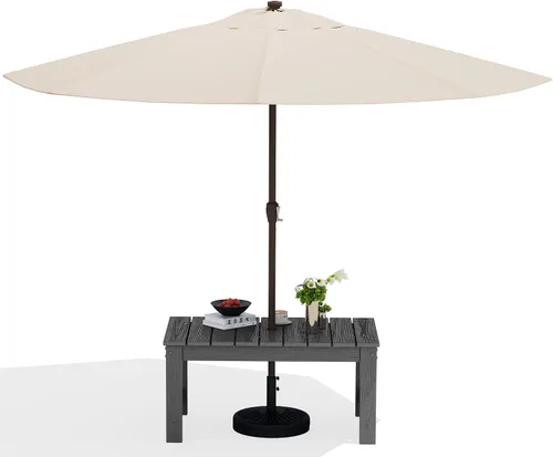 Miniatura 19 de SERWALL Mesa de centro para exteriores con agujero para sombrilla de 1.69 pulgadas, mesa de centro de polietileno de alta densidad para patio, Verde