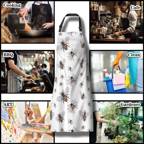 Miniatura 8 de Delantales divertidos para adultos y hombres, diseño de abeja grande, pequeño, divertido para insectos, para cocina, restaurante, barbacoa, pintura