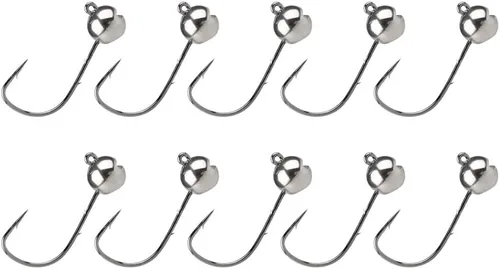 10 cabezas de tungsteno con soporte para cebo, cabeza redonda para pequeños cebos de plástico y peces, Crappie y Bluegills Sin pintar