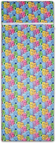 iscream Care Bears - Saco de dormir de forro polar de felpa con cremallera de 73 x 25 pulgadas, con forro de sherpa sintético, collage de oso de