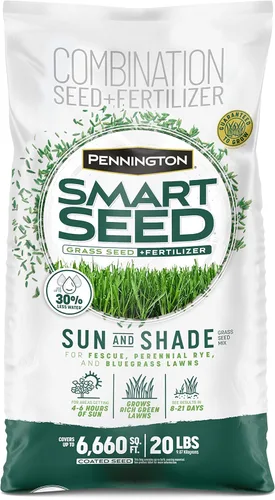 Pennington Smart Seed - Mezcla de semillas para césped Sun and Shade 20 libras, Etiqueta Negra