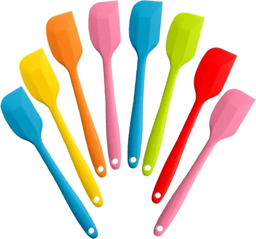 8 Piezas Espátulas de Silicona, 8.5 pulgadas Antiadherentes con Núcleo de Acero Inoxidable, Resistentes al Calor-500℉, Grado Alimenticio Aptas para