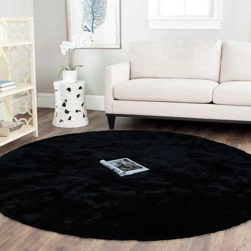 Miniatura 9 de Latepis Alfombra Pequeña Negra Esponjosa 2x3 pies Manta de Piel Sintética de Conejo Alfombra Suave Lavable Alfombras Peludas Shag para Dormitorio