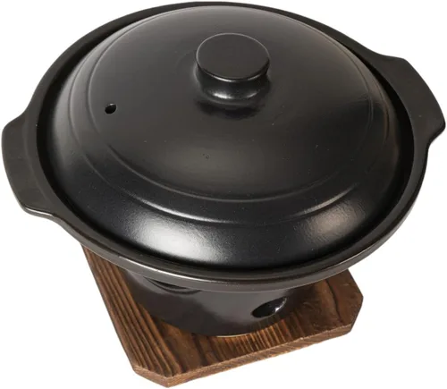 Miniatura 7 de Urban Tokyo Olla japonesa de loza irori para parrilla Tobanyaki, placa de cerámica con estufa y salvamanteles Kaiseki Ryori 10 onzas líquidas olla