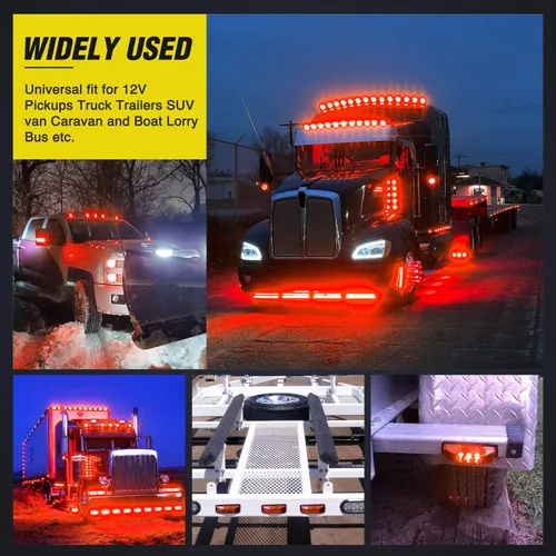 Miniatura 6 de Nilight - TL-32 2 piezas de 3.9 pulgadas, 3 luces LED para remolque de camión, luces rojas delanteras y traseras, luces indicadoras laterales, luz