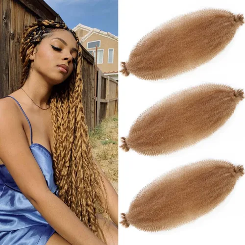 Miniatura 15 de Cabello afro trenzado elástico de 24 pulgadas 3 paquetes Cabello afro trenzado elástico Cabello afro para trenzado en crochet (24 pulgadas