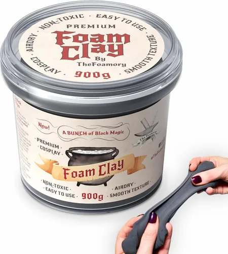 The Foamory Arcilla de Espuma Moldeable para Cosplay (900g Negro) Arcilla Seca al Aire de Alta Densidad, Espuma EVA se Lija y Pinta Fácilmente, No