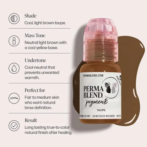 Miniatura 2 de Perma Blend Tinta de tatuaje gris topo – Pigmento marrón claro fresco para tatuaje de cejas – Color de alta densidad, fabricado en los Estados