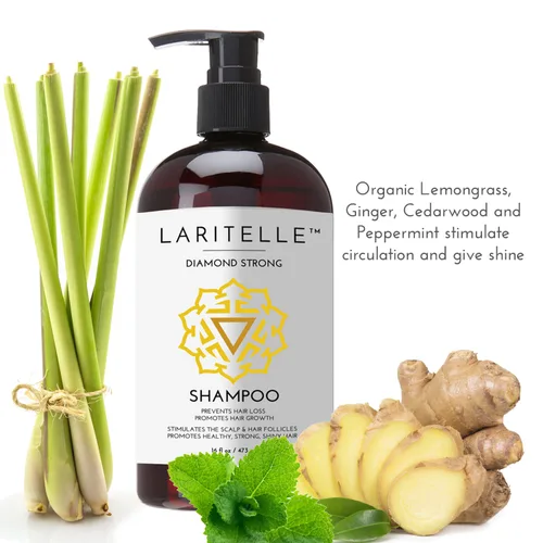 Miniatura 3 de Laritelle Juego de crecimiento orgánico del cabello Champú de 17 onzas + acondicionador de 16 onzas + tratamiento de pérdida de cabello 4 onzas