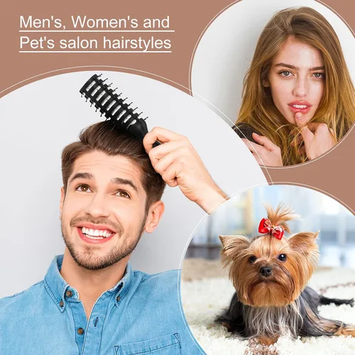 Miniatura 4 de Patelai 3 piezas de cepillo de ventilación para hombres y mujeres, cepillo de pelo de plástico negro, cerdas antiestáticas para cabello húmedo