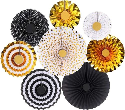 Miniatura 9 de Juego de 12 abanicos de papel para colgar para fiestas, estrellas y rayas del 4 de julio, temática patriótica de Estados Unidos, decoración