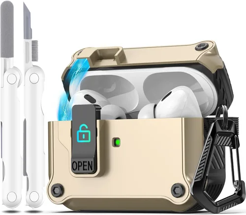 Miniatura 135 de R-fun - Funda para audífonos compatible con AirPods de 4.ª generación 2024, cubierta protectora de expulsión automática a prueba de caídas, puerto
