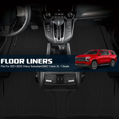 Miniatura 4 de Alfombrillas y forro de carga y respaldo para Chevrolet/Chevy Suburban/GMC Yukon XL 2021-2026 de 7 asientos, protección para todo tipo de clima