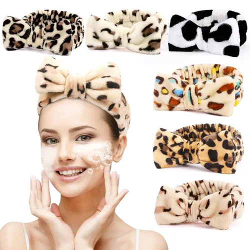 Miniatura 9 de UMIKU Paquete de 8 diademas faciales para mujeres - Suaves en polar de coral, cosméticas y para el cuidado de la piel, envolturas para el cabello