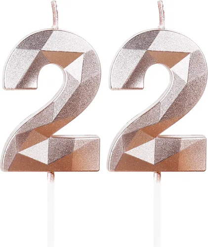 Miniatura 323 de Velas de cumpleaños número 15, velas número 15, velas de feliz cumpleaños de oro rosa para pastel, decoraciones de cobertura de pastel de diseño 3D