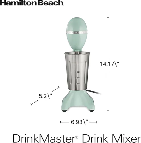 Miniatura 8 de Hamilton Beach DrinkMaster Mezclador Eléctrico de Bebidas, Batidora de Malteadas Retro y Espumador de Leche, 2 Velocidades, Taza Extra Grande