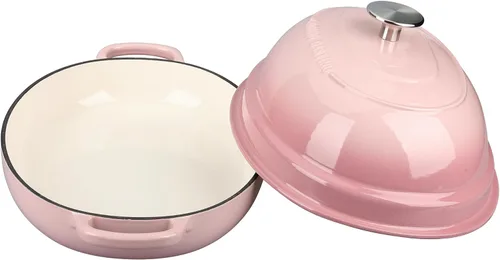 Miniatura 5 de EDGING CASTING Olla ovalada esmaltada de hierro fundido holandés con tapa, horno holandés de pan para hornear pan de masa madre, pan holandés, horno