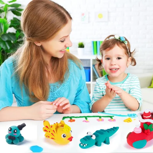 Miniatura 7 de EDIFON Arcilla seca al aire, arcilla de modelado de 24 colores para niños, juguete de arcilla mágica de espuma con herramientas de escultura