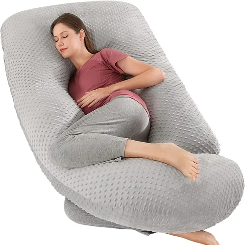 Elover Almohada de embarazo imprescindible para el embarazo, almohada de apoyo de maternidad de cuerpo completo para mujeres embarazadas con funda