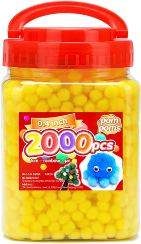 Miniatura 35 de Iooleem Pompones rosados – Tamaño surtido, 1200 piezas con ojos móviles, opciones de purpurina, perfectos para artes y manualidades
