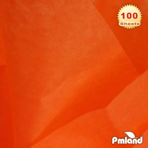 Miniatura 4 de PMLAND 100 hojas de papel de seda naranja a granel, 20x15 pulgadas, papel de seda de doble cara para envolver regalos, bolsas, manualidades, bodas