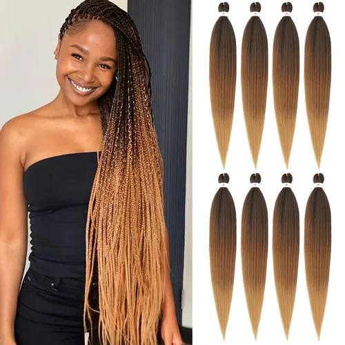 Miniatura 16 de Beyond Beauty - Trenzas preestiradas de cabello profesional sin picazón, ajuste de agua caliente, fibra sintética, textura Yaki, extensiones