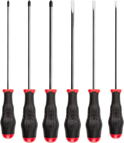 TEKTON Juego de destornilladores largos de alto par, 6 piezas (#1 - #3, 3/16-5/16 pulgadas) | DRV43017 | Fabricado en Estados Unidos