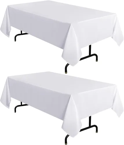 sancua - Paquete de 2 manteles rectangulares de poliéster, de 60 x 84 pulgadas y 4 pies, resistentes a las manchas y a las arrugas, lavables, para