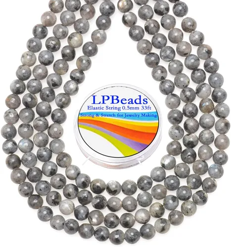 Miniatura 33 de LPBeads 100 piezas de cuentas sueltas de jade blanco natural pulido de 8 mm y redondo con cordón elástico para hacer joyas y pulseras Jade blanco