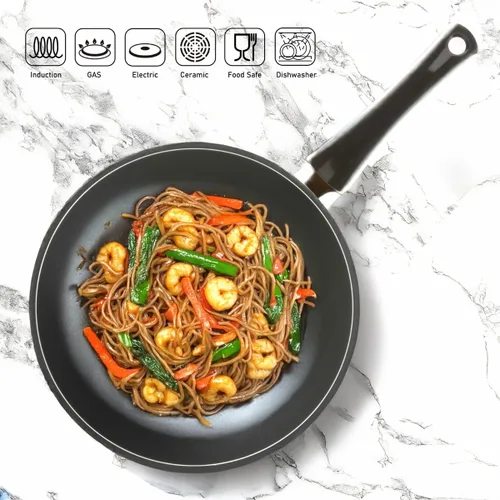 Miniatura 3 de TECHEF - Blooming Flower Collection, wok/sartén para freír de 12 pulgadas, recubierta 6 veces con revestimiento antiadherente de teflón platino