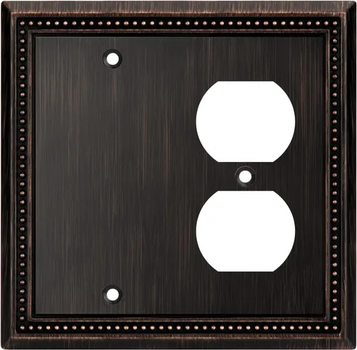Miniatura 133 de Henne Bery Sunken Pearls - Placa de pared decorativa resistente para interruptor, cubierta para tomacorrientes (doble dúplex, níquel satinado)