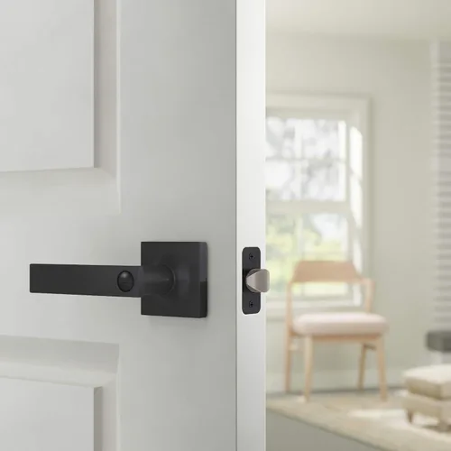 Miniatura 7 de Amazon Basics - Manilla contemporánea de puerta, modelo Stamford, privacidad - Negro mate, paquete de 1
