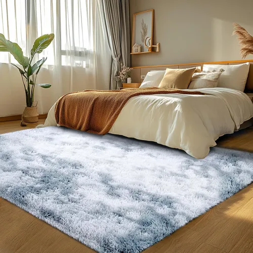 Miniatura 35 de Topmaxcs Alfombra de Área de Pelo Largo Negro para Dormitorio: 8x10 Alfombras de Área de Pelo Largo Esponjosas para Sala de Estar- Alfombras