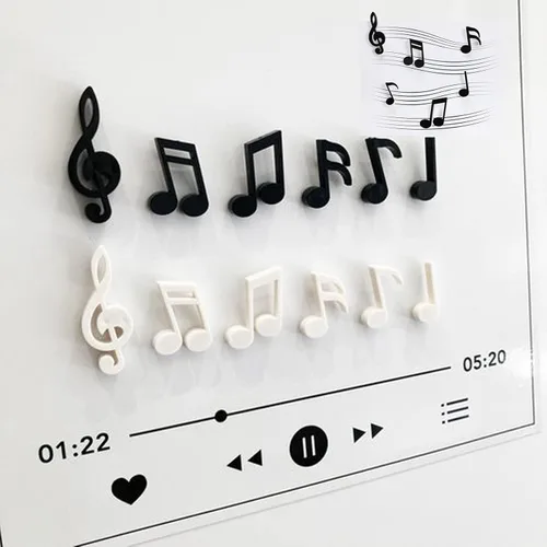 Miniatura 5 de Juego de 12 imanes de notas musicales creativas para refrigerador, para pizarra blanca, pizarra de borrado en seco, decoración para refrigerador