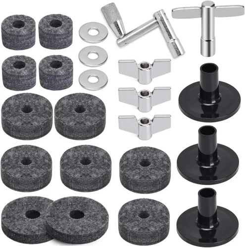 Miniatura 7 de Facmogu 23 accesorios de repuesto para platillo, fieltros de soporte de platillo, almohadillas de fieltro de tambor que incluyen tuercas de ala