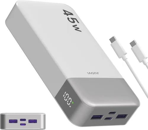 Miniatura 9 de JUOVI Banco de Energía, Cargador Portátil de 20000mAh 45W, Carga Rápida PD3.0 QC4.0 con Pantalla LED, 2 USB-C, 2 USB-A, Paquete de Batería para Azul