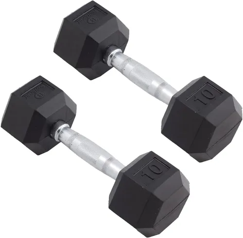 Miniatura 19 de Body Sport Mancuernas hexagonales con revestimiento de goma, par de mancuernas para ejercicios, equipo de entrenamiento de fuerza, accesorios