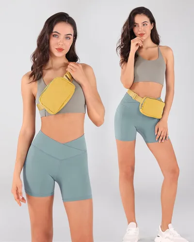 Miniatura 2 de ODODOS Minicangurera unisex con correa ajustable para entrenamiento, correr, viajar, senderismo, amarillo (Buff Yellow)