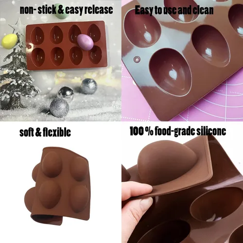 Miniatura 3 de 2 piezas de moldes de silicona en forma de huevo, moldes de silicona para gelatina, galletas, chocolate y caramelo para hornear para decoración