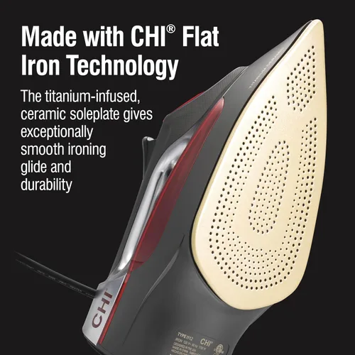 Miniatura 2 de CHI Plancha de vapor para ropa con cable retráctil de 8 pies, 1700 vatios, apagado automático de 3 vías, más de 400 orificios, grado profesional