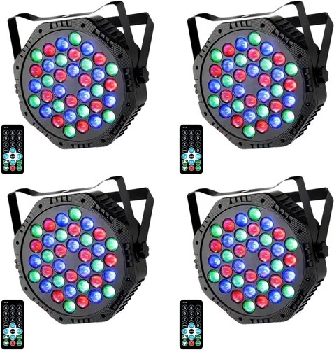 Miniatura 11 de 36 luces LED Par de luces DJ con cable RGB con control activado por sonido iluminación ascendente para bodas, fiestas, clubes, aparatos