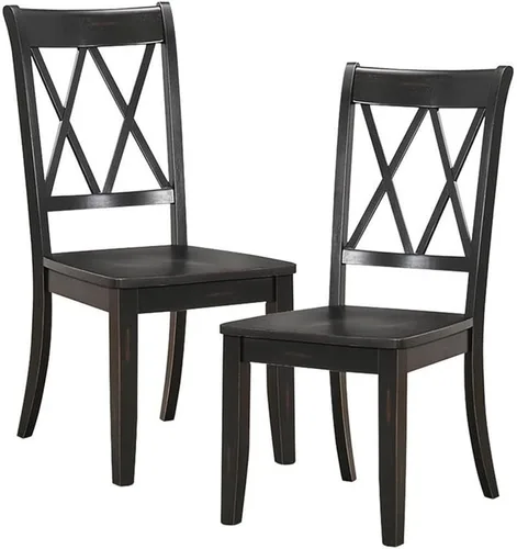 Miniatura 14 de Lexicon Janina - Juego de 2 sillas de comedor modernas de granja, juego de 2, madera maciza, respaldo cruzado, para cocina tradicional moderna Verde
