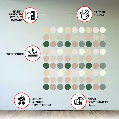 Miniatura 2 de 50 calcomanías neutras de puntos bohemios – Decoración de pared de círculos pastel para cuarto de bebé, habitación de niños – murales de vinilo